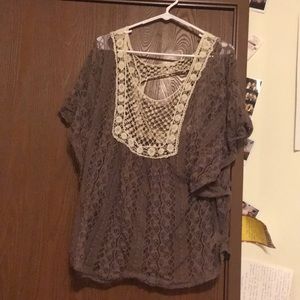 Brown Lace Top Size 1X